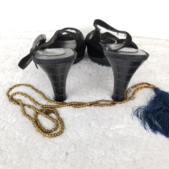 LIZ CLAIBORNE FLEX《294》leather pump black slingback suede women's sz 10 - Picture 11 of 11